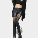 Hot Sell Sexy Women Faux Leather Gothic Punk Leggings New Lace Trousers Pan
