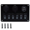 USB Charging ABS 12V 24V 6 Gang Rocker Switch Panel Dual USB Waterproof Cir