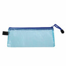 Grid Design Blue Zipper Closure Soft PVC Stationery Pouch Bag