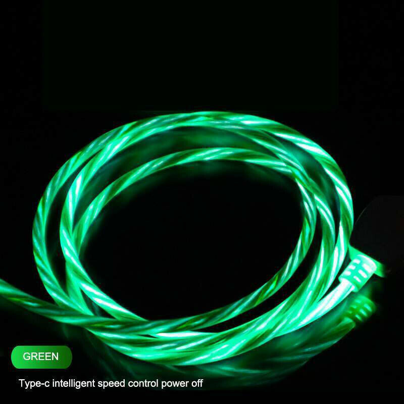 Luminous Streamer Micro-USB Fast Charge Cable for Android Z green O3C7