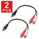 2pcs 6 inch RCA Male to 2 RCA Female Audio Speaker Adapter Y Splitter Cable Line