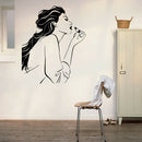 Girl Wearing Lipstick Wall Stickers Girls Bathroom Bedroom Wall Decor
