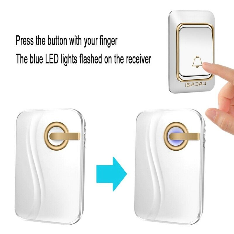 Cacazi Wireless Doorbell Battery-Operated 200M Remote Waterproof 1 Transmit R4Y8