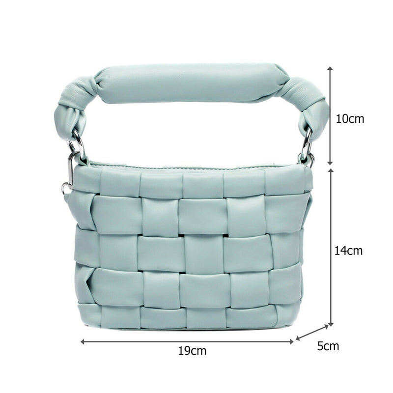 Women Shoulder Totes Woven Handbags Female Braided PU Leather Messenger Bags