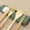 Green Wooden Outdoor Travel Portable Cutlery Set Student Environmental Prot
