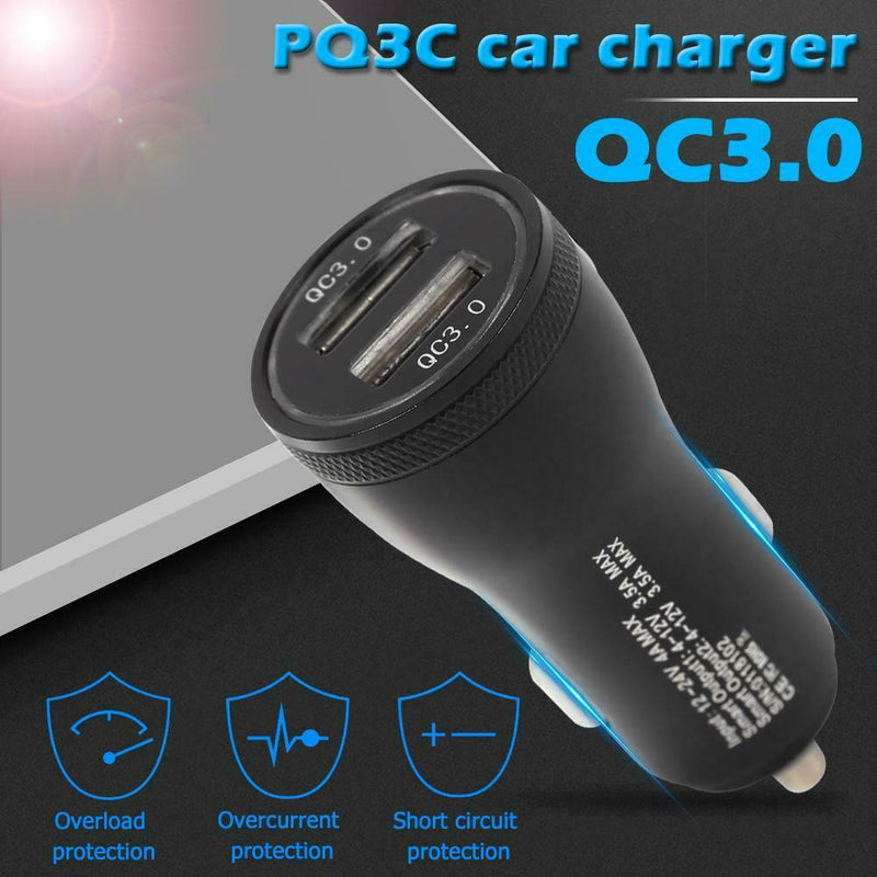 36W PQ3A Quick Charge Car Charger QC 3.0 Dual USB Fast Phone Charger Adapter