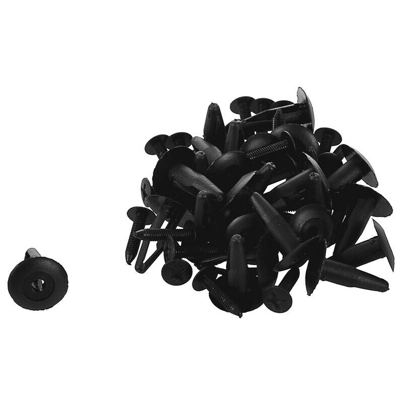 25Pcs Plastic Rivets Fastener Car Bumper Push Clips 32mm Long Black