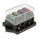 4 Way Circuit Standard  Blade Disaster Box Block Holder 12V/24V + Fuse
