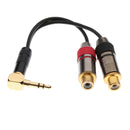 3.5mm Right Angle Male to 2x RCA Female Auxiliary Audio Connector Cable