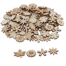 100pcs Wooden Flowers and Leaves Embellishment Wooden Shape Wood Slices Craft