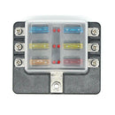 6-Way Blade Fuse Box Fuse Block Holder with Fuses for 12V 24V Car Marine