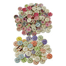 200Pcs Mixed Flowers Wooden Buttons Fit Sewing Scrapbooking Decor 2 Holes