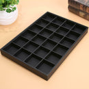 24 Grids Jewelry Organizer Display Case PU Velvet Tray Necklace Rings