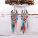 4X(Long Tassel Fashion Feather Style Ethnic Boho Big Pendant Statement EarrY7C1)
