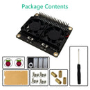 LED Light GPIO Extension Board Dual Cooling Fans for Raspberry Pi 4B/3B+