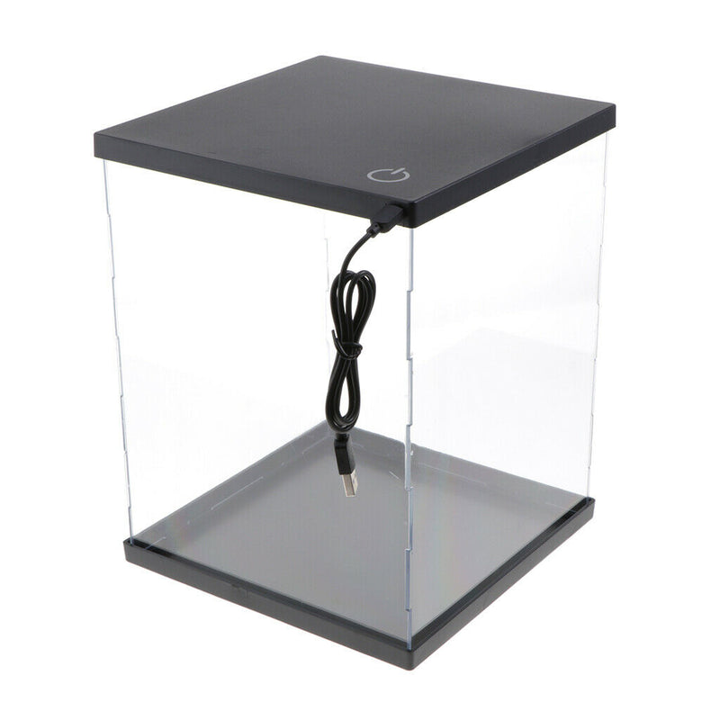 Clear Acrylic Display Case with Black Base, 8.27x8.27x7.87inch