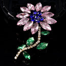 Pink Rhinestone Flower Beaded Patch for Clothing Sewing on Beading Applique FT