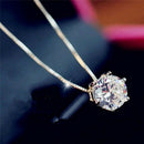 Women Jewelry Charm Crystal Zircon Pendant Chain Statement  Choker Necklac TE