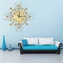 Modern Crystal Diamond Wall Clock, Luxury Flower Wall Clock Silent Metal Cl