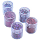 5 bottle Glitter Eye Shadow Nail Art Face Body Tatto Powder U6H2