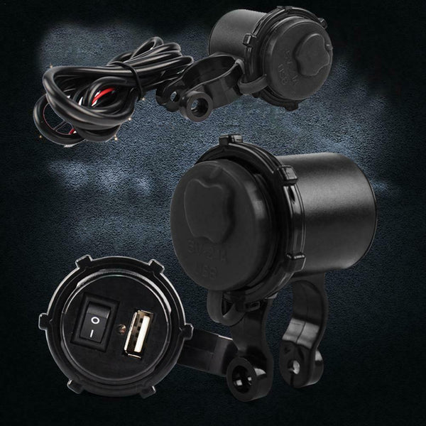 Cigarette Motorcycle Charger USB Power Motorbike Switch Socket Lighter With