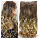 24" Ombre Color Clip in Hair Extensions One Piece Long Wavy Curly Dip Dye S