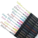 12x Kid Glitter Metallic Double Line Pens Arts Drawing Painting Pens Marker Tool