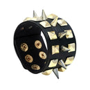 Punk Style Bracelet Cowhide Leather Rivet Cuff Bangle Men Jewelry (Black) A