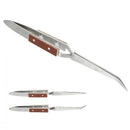 2X(2 X Self Locking Closing Tweezers Straight Curved Tweezer Anvil Wood Gri