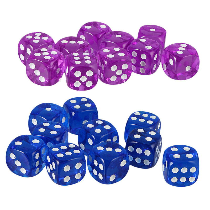 20Pcs Plastic Dices D6 Dotted for Dungeons and Dragons D&D RPG Game Player