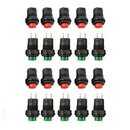 20 Pcs 1.2inch Thread Green & Red Cap SPST Latching Type Push Button Switch P7X9