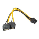 Dual 15Pin SATA Male To PCIe 8Pin(6+2) Male Video Card Power Cable A