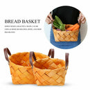 Creative hand-woven round hand-held fruit basket Bread basket wood basket p H4E9