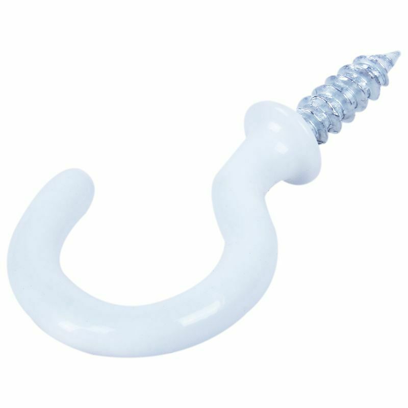 1.1 inchCup Mug Hooks Shouldered Metal Screw-in plastic coated Hanging whti R3Y4