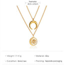 Retro Women Necklace Metal Chain Multi-layer Moon Pendant Choker Jewelry
