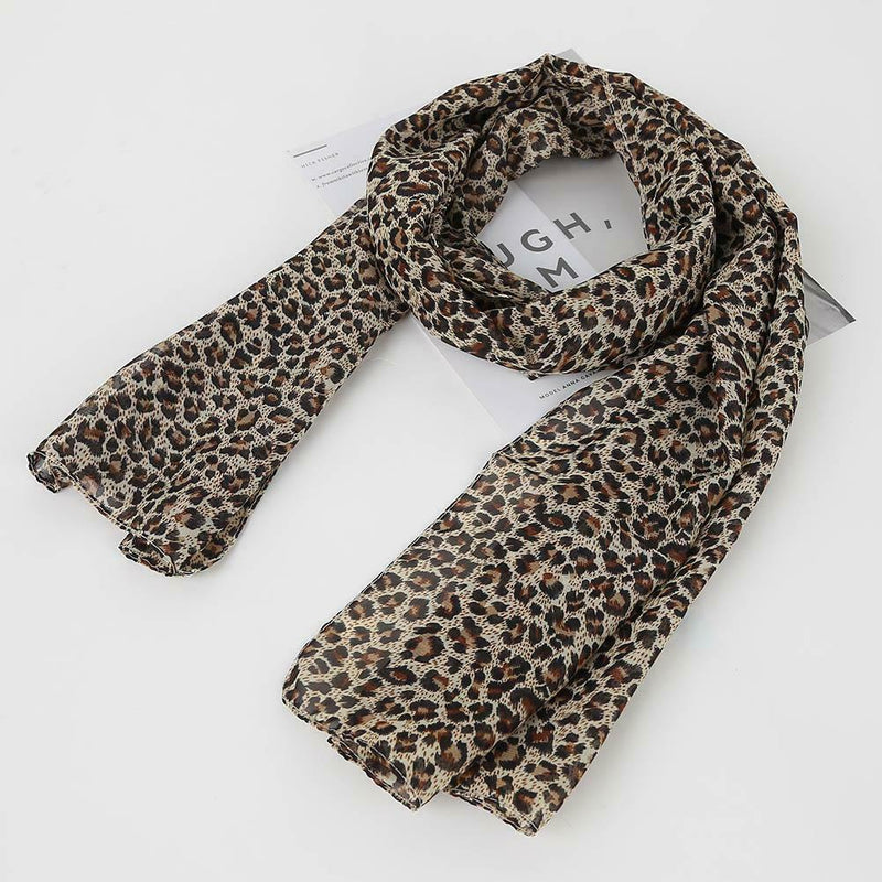 Women Fashion Leopard Printed Scarf Autumn Chiffon Long Shawls Scarves