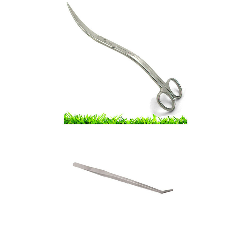 Set Of 2 Aquarium Live Tank Maintenance Curved Tweezers Scissors