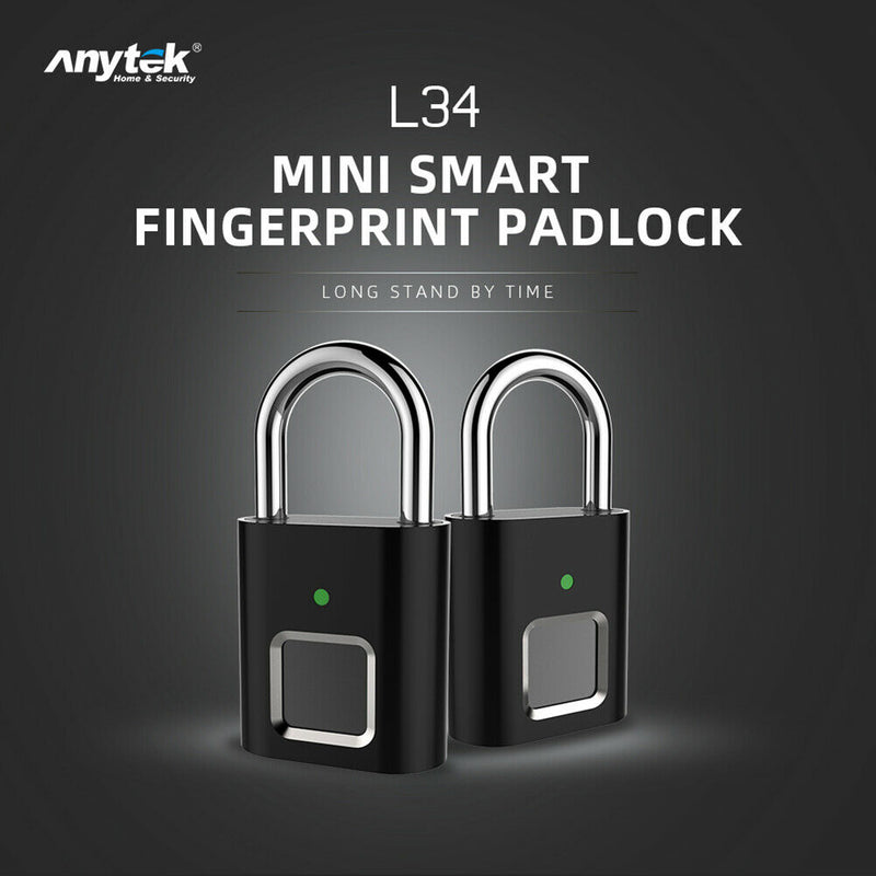 Anytek L34 Smart Fingerprint Padlock Keyless USB Rechargeable Door Suitcase Lock