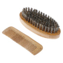Mustache Care Wood Beard Comb Facial Shaving Boar Bristle Brush Beard Groomin 3C