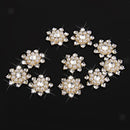 10pcs Crystal Pearls Flower Buttons Flatback Embellishment Craft Wedding DIY