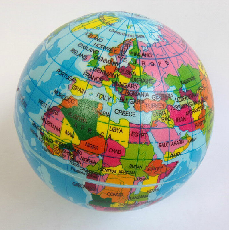 1PC Soft Hand Exercise Stress Relief Squeeze Foam Ball World Map Earth Globe SE