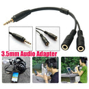 3.5mm Mic Headset Splitter Adapter 1 TRRS Male to 2 TRS Female Y Audio Wire Cord
