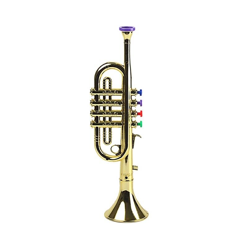 Kids Plastic Trumpet with 3 Colored Keys for Early Developmental Music Educ