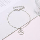Retro Hollow Circle Pendant Hand Chain Anklet Unisex Cuff Bracelet Jewelry