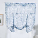 Voile Tie Up Shade Small Window Roman Curtain Rod Pocket Panel 46x63" Blue