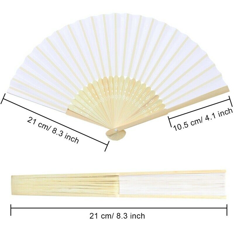 18 Pieces White Handheld Fans Cloth Fans Bamboo Folding Fans For Wedding De G1W6