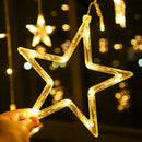 LED Curtain String Light 8Mode Star Moon Plug Night Light  (EU Warm Light) A