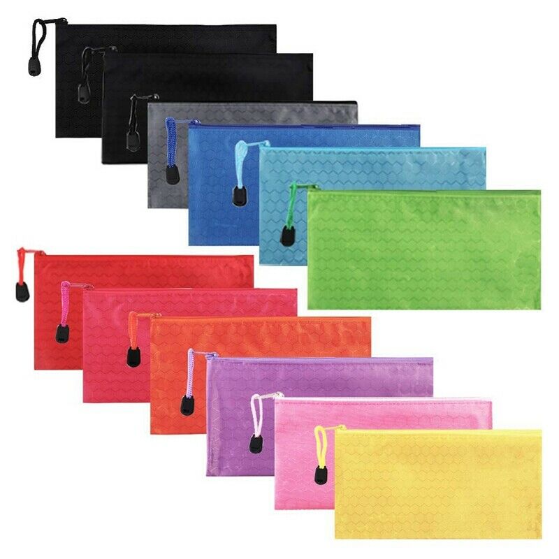 24Pcs Zipper Waterproof File Bag Pencil Pouch Pen Case, for Office Supplies V5V1
