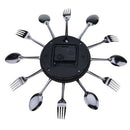 Modern Design Sliver Cutlery Kitchen Wall Clock Spoon Fork Room Decor