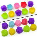 10pcs Muffin Chocolate Rose Flower Cup Cake Mold Cookie Silicone Baking Mould